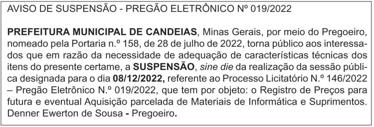 Edital Prefeitura de Candeias/MG