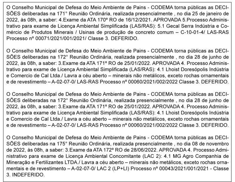 Edital Prefeitura Municipal de Pains/MG