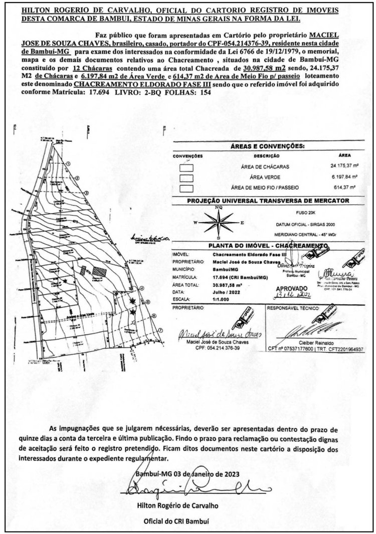 Chacreamento Eldorado parte III - Bambuí 11/2023