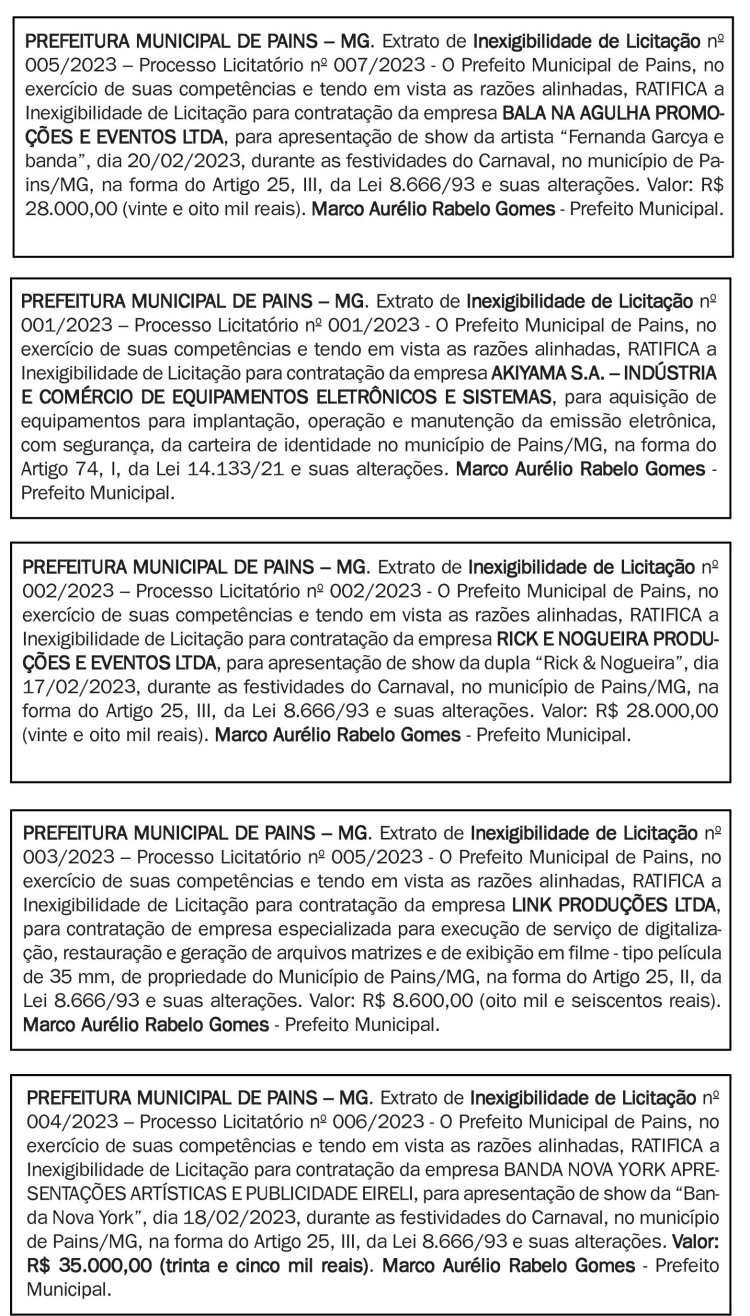 Edital Prefeitura Municipal de Pains/MG