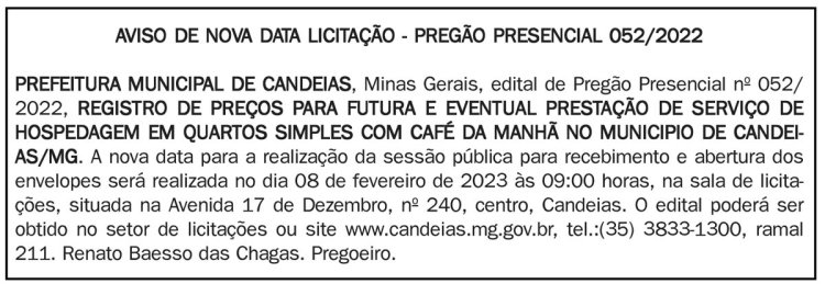 Edital Prefeitura Municipal de Candeias/MG