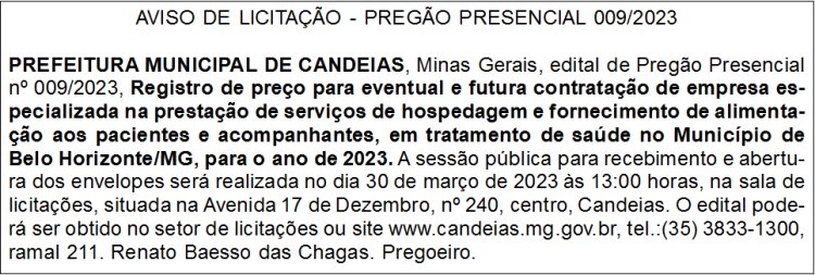 Edital Prefeitura Municipal de Candeias/MG