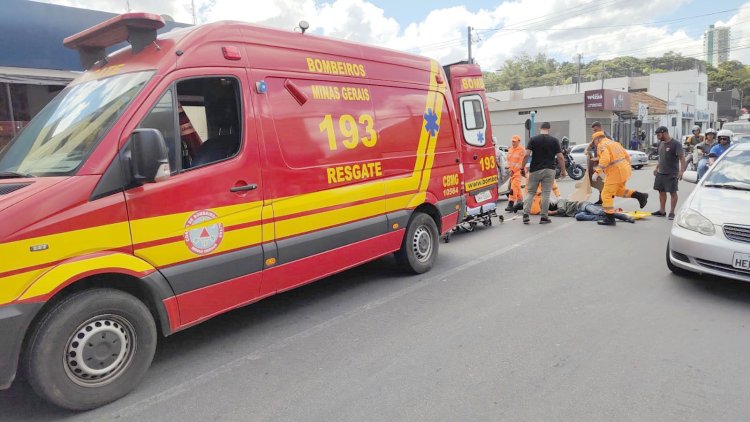 Colisão entre moto e carro deixa motociclista ferido